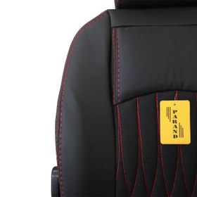 تصویر روکش صندلی رانا جدید طرح بوگاتی دوخت قرمز چرم وسط پارچه (سفارشی) کد RuBuDR 