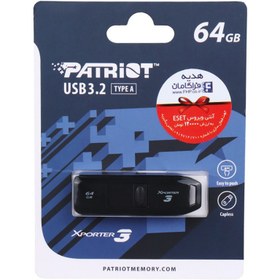 تصویر فلش مموری USB 3.2 پتریوت مدل Xporter 3 ظرفیت 64 گیگابایت مشکی فلش مموری 64GB مشکی پتریوت فلش مموری USB 3.2 پتریوت مدل Xporter 3 ظرفیت 64 گیگابایت