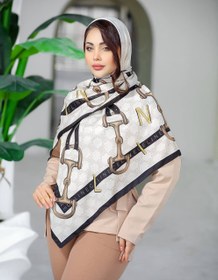 تصویر روسری نخ پنبه - قهوه ایی / ۱۳۰ سانت 