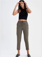 تصویر شلوار چهارخانه با کمر بنددار و فیت راست برند Defacto Straight Fit Tie Waist Check Patterned Trousers