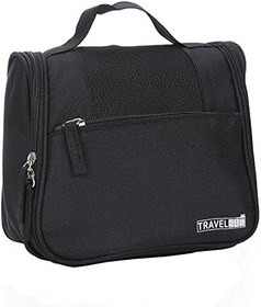 تصویر Toiletry Bag Travel Bag Wash Bag with Hanging Hook, Hanging Makeup Cosmetic Bag Travel Organizer Bag with Sturdy Hook for Shampoo, Toiletries, Black 