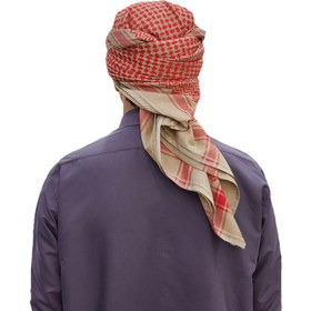 تصویر شماغ الناقه پشم شتر سایز 55 اینچ | شال عربی | روسری عربی چفیه | زمینه نخودی 