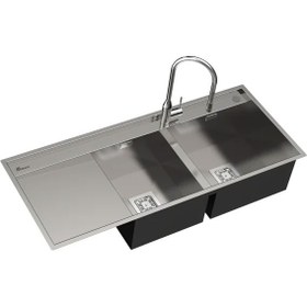 تصویر سینک ظرفشویی توکار بیمکث مدل ۴۷۰۴ دو لگن استیل 