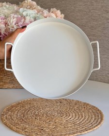 تصویر سینی فلزی گرد طرح ایکیا- رنگ سفید 