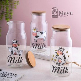 تصویر بطری شیر درب چوبی طرح مایا با کیفیت درجه یک milk bottle