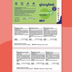 تصویر کلروفیل مایع گلوری فیل مدل Chlorophyll Alfalfa حجم 30 میلی لیتر Gloryfeel Chlorophyll Alfalfa drops Liquid 30ml