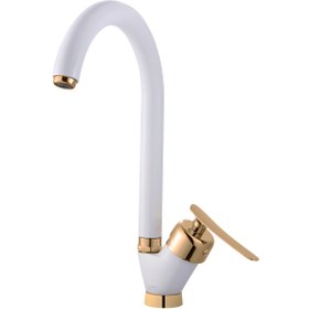 تصویر ست شیرآلات پادرا مدل بتا Padra faucet set, beta model, white and gold