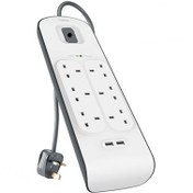 تصویر چندراهی برق بلکین 6 پورت به همراه 2 پورت USB مدل Usb Surge Protection BSV604AR2M Belkin Usb Surge Protection BSV604AR2M 