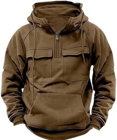 تصویر Men&#39;s Retro Motorcycle Hooded Sweatshirt Personalilty Pocket Fleece Warm Trendy Sports Outdoor Hoodies 