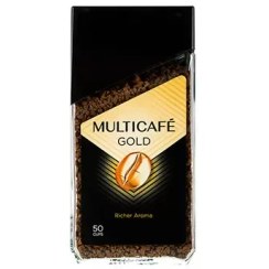 تصویر قهوه فوری گلد مولتی کافه multicafe شیشه ای وزن 100 گرم multicafe coffee gold weghit 100gr