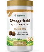 تصویر امگا گلد پلاس با روغن سالمون مناسب گربه و سگ ۱۸۰ عدد جویدنی محصول آمریکا NaturVet - Omega-Gold Plus Salmon Oil 180 Soft Chews