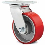 تصویر چرخ پلی اورتان با رینگ چدنی سنگین پایه مشکی سایز ۷۵ charkhesh arya 09122813154