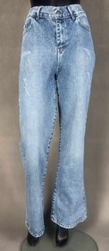تصویر شلوار جین بگ ابی وسط کد 373 - 38 