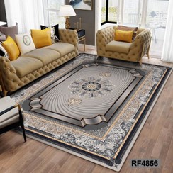 تصویر روفرشی مخمل کشدار | طرح سنتی طوسی و سرمه ای - 12 متری 