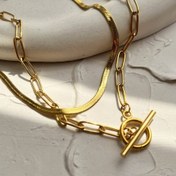 تصویر گردنبند دو تیکه همراه با قفل تی گلد 