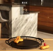 تصویر سینی گرد فلزی مشکی بی وی کی کد 406130 کالکشن آیریس 