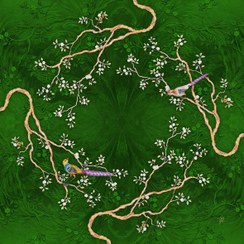 تصویر رومیزی مخمل دکوتین سری لوکس باغ راز ــ سبز 