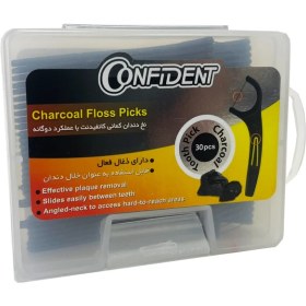 تصویر نخ دندان کانفیدنت مدل کمانی ذغالی 