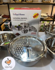 تصویر ست 6 تیکه ضخیم و عالی 5 لگن و یک رنده برند با کیفیت MIXING BOWL 