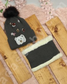 تصویر ست کلاه و شال گردن خرس 71903 