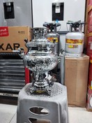 تصویر سماور گازی ۶ لیتری قلم کاری مدل سوزان کوره دار gas samovar