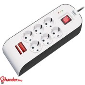 تصویر محافظ ولتاژ دیجیتال شش خانه پارت الکتریک مناسب صوتی و تصویری 