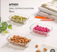 تصویر پیاله سرو بزرگ و کوچک لیمون 6 عددی از جنس بلور - بزرگ 