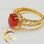 تصویر انگشتر نگین عقیق یمنی طلا تاج ماه 