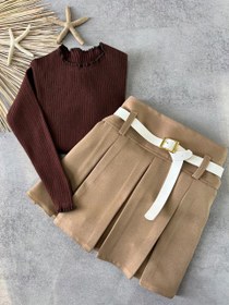 تصویر ست بلوز ریلی پنبه‌ای و دامن مازراتی دخترانه 