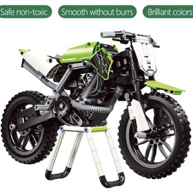 تصویر لگو موتور کاوازاکی مدل KX450 کد 500051، تعداد قطعه 425، موتور تریل کاوازاکی رنگ سبز مناسب برای 8 سال به بالا 