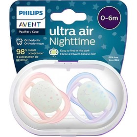 تصویر پستانک شب تاب اورجینال فیلیپس اونت ۰ تا ۶ ماه مدل UltraAir کد SCF376/12 Original Philips Avent Nightlight Pacifier 0-6 months UltraAir model code SCF376/12