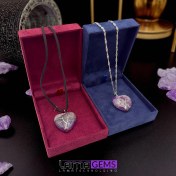 تصویر گردنبند قلب آمیتیست با طرح درخت زندگی نقره‌ای 