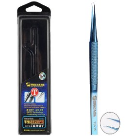 تصویر پنس سر کج آبی تیتانیوم MECHANiC TD-15 MECHANIC Superfine Tweezers T Series