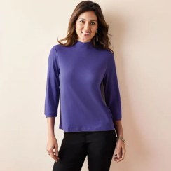 تصویر بلوز نخی یقه سه سانتی بنفش اسمارا - L 