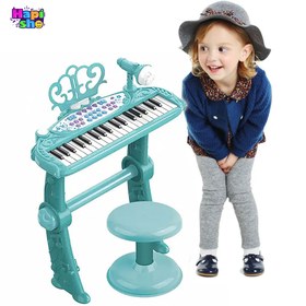 تصویر پیانو اسباب بازی با میکروفن و صندلی مدل Electronic Musical keyboard_اسباب بازی 