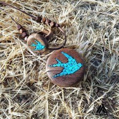 تصویر نیم ست فیروز کوبی شده طرح پرستو 