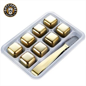 تصویر قالب یخ مکعبی طلایی هشت تایی 