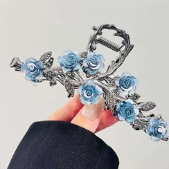 تصویر کلیپس فلزی مجلسی گل رز آبی لاکچری 