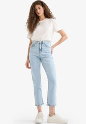 تصویر شلوار جین راسته زنانه آبی روشن دفکتو 