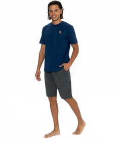 تصویر U.S. Polo Assn. Erkek Yuvarlak Yaka Düz Pijama Şort Takım 