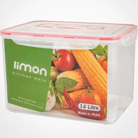 تصویر ظرف نگهدارنده لیمون مدل 14 لیتری ظرف نگهدارنده چهار قفله لیمون ( LIMON ) با ظرفیت 14 لیتر و دارای واشر سیلیکونی دور درب به منظور ممانعت از ورود هوا به داخل ظرف