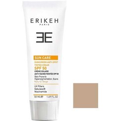 تصویر کرم ضد آفتاب فاقد چربی پوست مختلط و چرب رنگ بژ روشن Skin Sunscreen Tinted Cream Erikeh SPF50 Skin Sunscreen Tinted Cream Erikeh SPF50