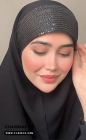 تصویر مقنعه کرپ هد پولکی 