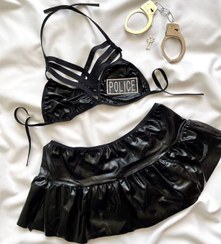 تصویر ست کاستوم فانتزی زنانه طرح پلیسی ۳ تکه با دستبند فلزی کد ۹۸۰۰ 