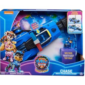 تصویر ماشین اسباب بازی تبدیل شونده چیس سگ های نگهبان مدل Spin Master - Paw Patrol - The Mighty Movie - Chase Transforming Cruiser 