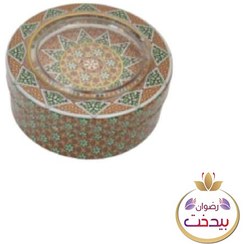 تصویر ظرف زعفران طرح خاتم ترمه 1 گرمی 2*5 سانت 