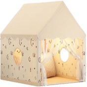 تصویر چادر بازی کودک مدل خانه کلبه ای چراغ دار 