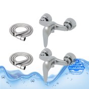 تصویر ست ۴ عددی شیر توالت با شلنگ فلزی شیرآلات برند آیدا صنعت مدل قهرمان | کروم مات 