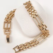 تصویر دستبند زنانه طرح بافت نگینی طلایی ژوپینگ کد 522 