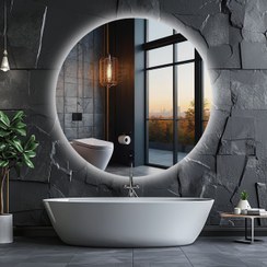 تصویر آینه بک لایت لمسی دایره‌ای کد D110 با نور LED مخفی - دایره D110